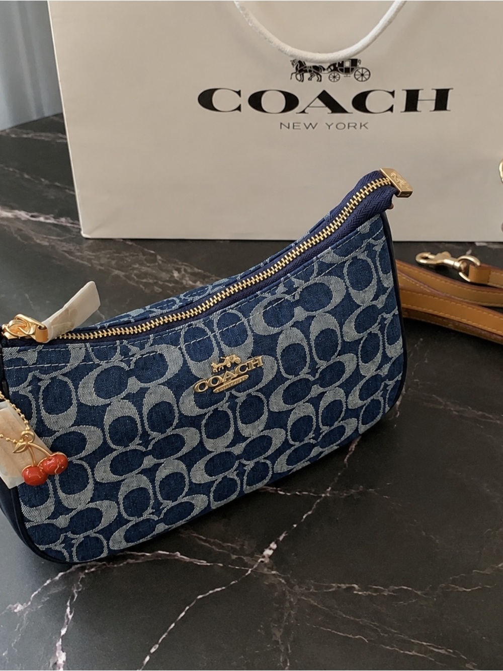 Coach Denim Mini Shoulder Bag with Gold Hardware - Picture 4 of 4